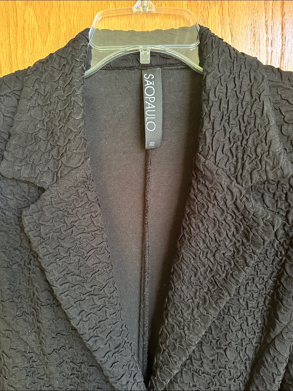 São Paulo Black Textured Soft & Stretch Two-Button Blazer Size 40 US 8/M